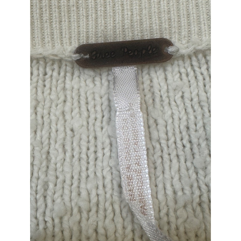 Free People Cozy Found My Friend Pullover Cream Relaxed Fit Medium - Picture 5 of 7